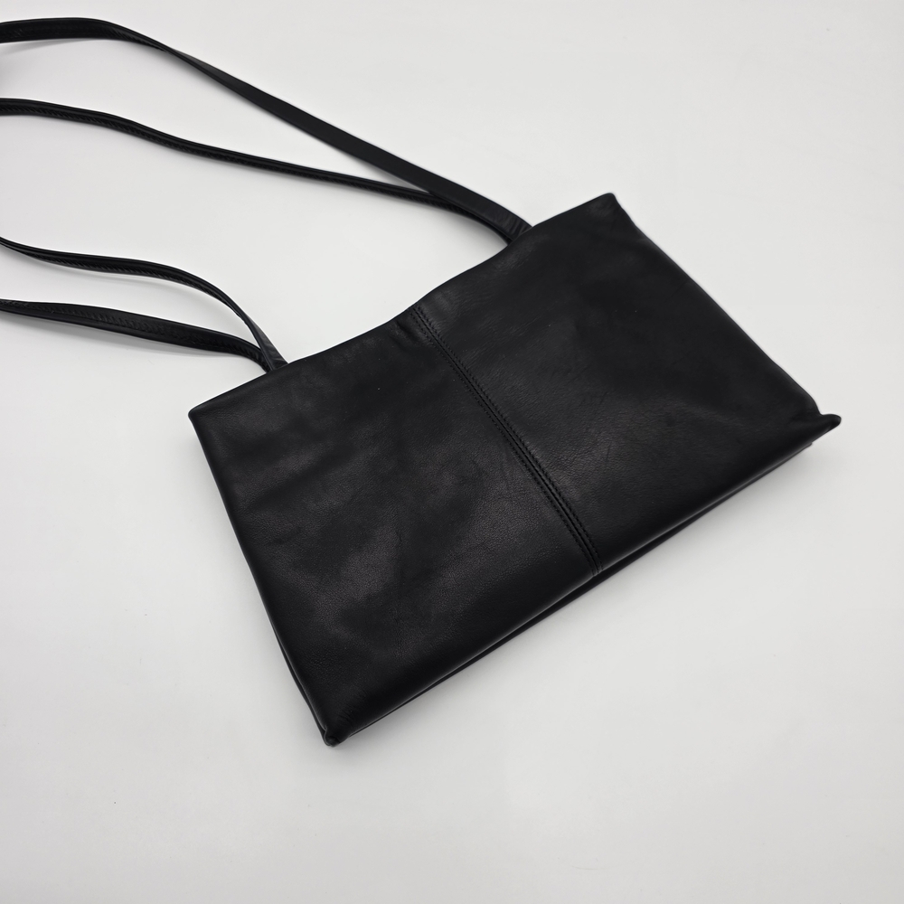 Francesco Biasia Classic Black Shoulder Bag Soft Black Leather